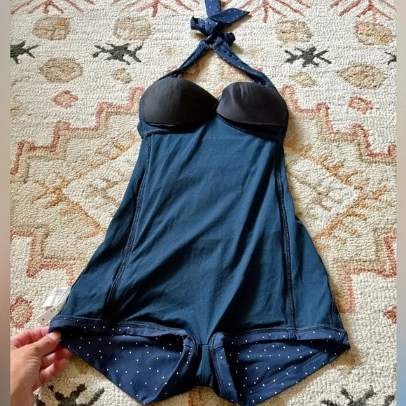 Seafolly Navy white dots retro style Swimsuit size 6 - Picture 6 of 16